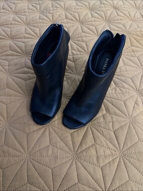 Ivanka Trump Black Peep-Toe Heeled Ankle Boots